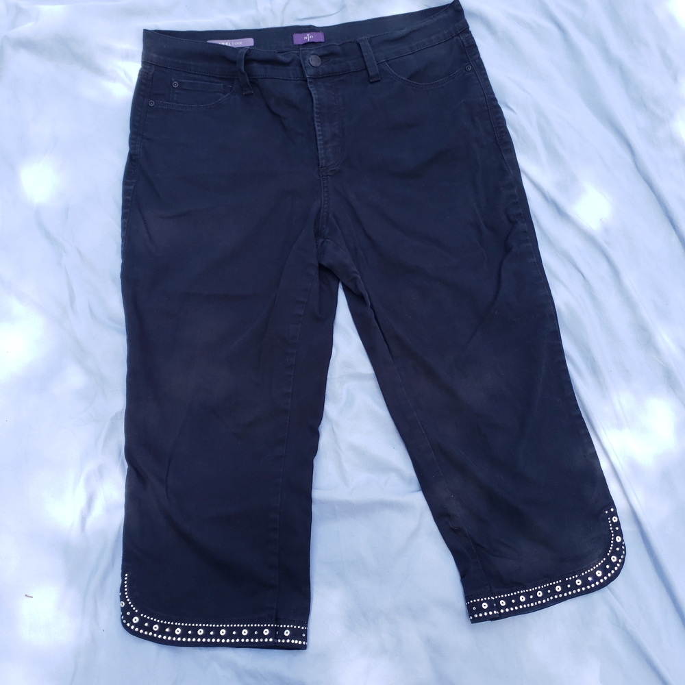 NYDJ Black Cropped Jeans with Silver Accents
